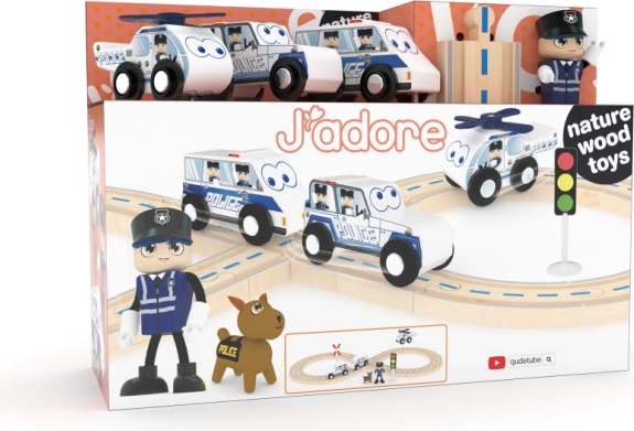 Houten politietreinen-set 25-delig J’adore