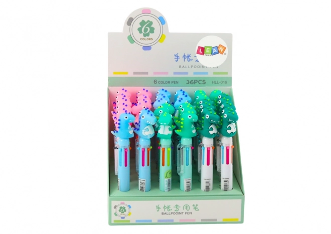 Meer kleurige automatische pen Dinosaurus Mix 6 kleuren