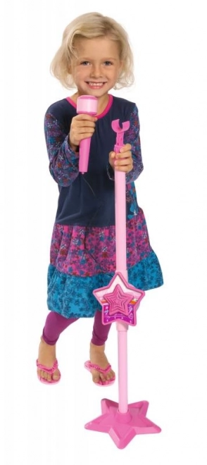 Roze kindermicrofoon met statief en MP3 (85–115 cm)
