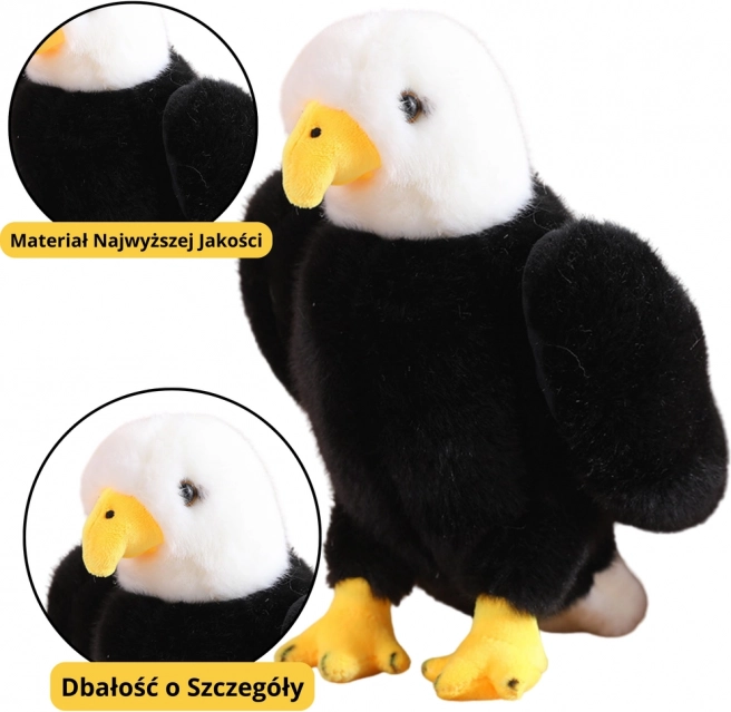 Pluche adelaar zwart-wit 25 cm