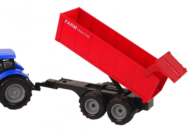 Interactieve tractor met aanhanger - blauw