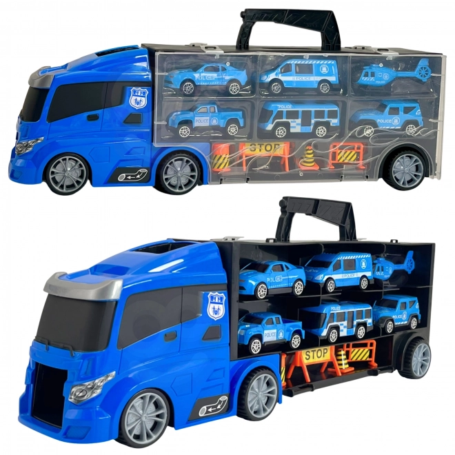 Vrachtwagen met transporter 3v1 Blauw Politie