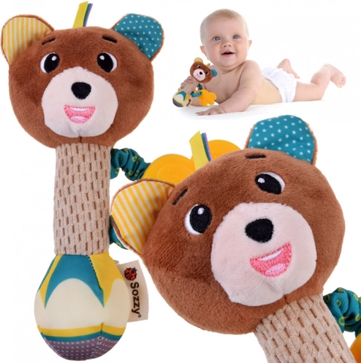 Pluche rammelaar en bijtring dierenvorm voor baby’s