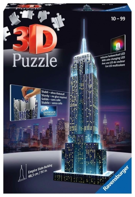 RAVENSBURGER Lichtgevend 3D-puzzel Nachteditie Empire State Building 216 stukjes
