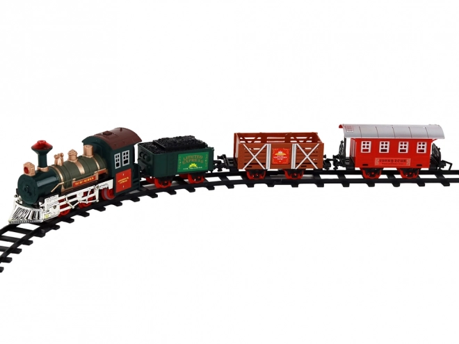 Elektrische treinlocomotief 3 wagons Geluiden Lichten