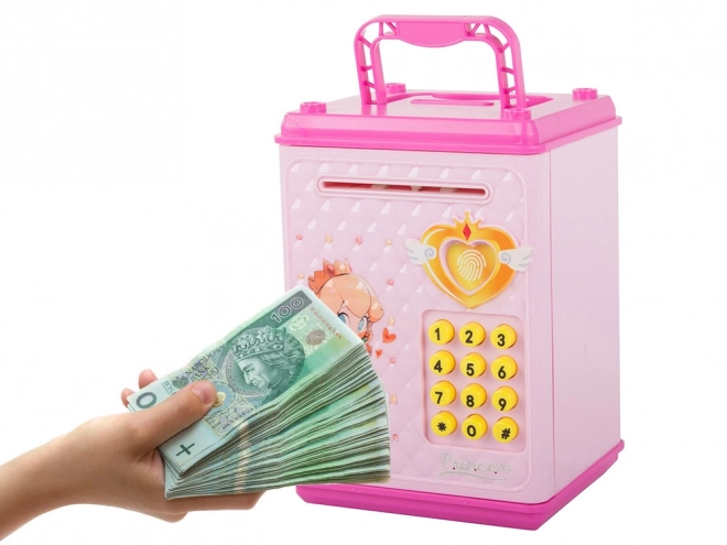 Kinderkluis met pincode voor munten en bankbiljetten - roze