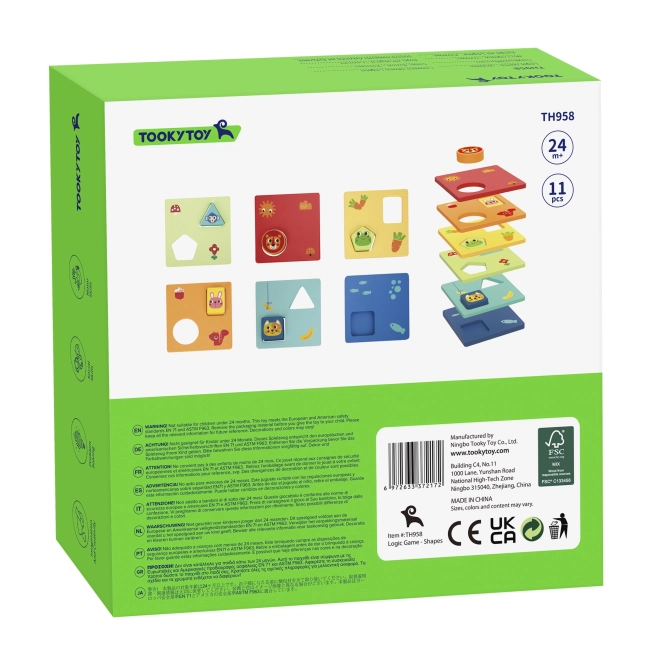 Montessori puzzel vormen en kleuren met dierfiguren