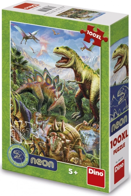 Lichtgevende puzzel wereld van dinosaurussen 100 XL stukken