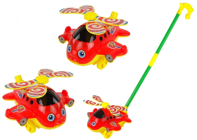 Vrolijke speelgoedhelikopter met stok