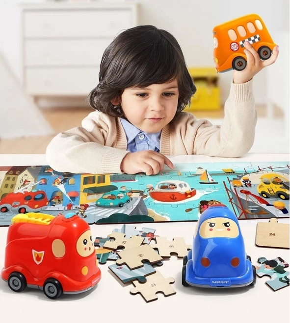 TOP BRIGHT Houten puzzel met speelgoed: Brandweerauto 24 stukjes