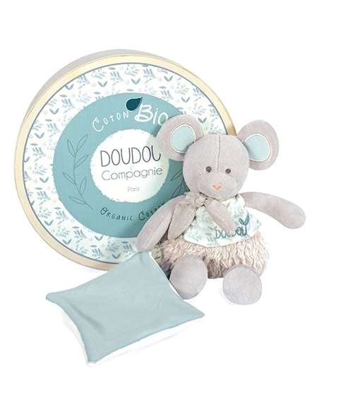 Cadeauset Pluchen muis met deken van biologische katoen