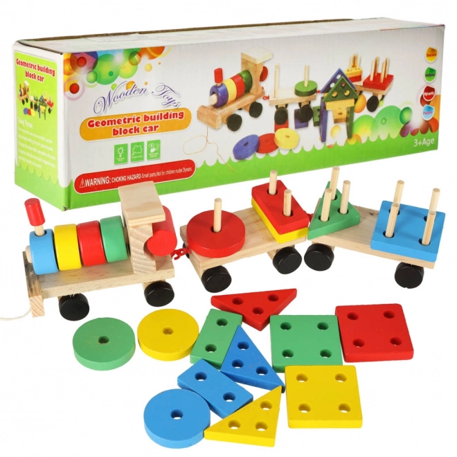 Houten treintje met vormen