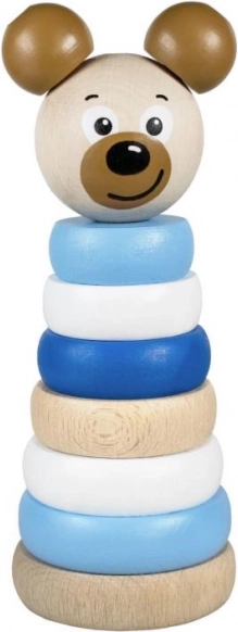 Houten stapelpiramide Beer Blauw