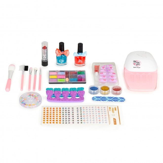 Set kindercosmetica, doos met spiegel en UV LED-lamp