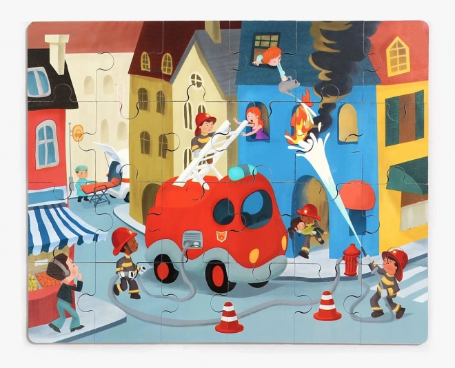 TOP BRIGHT Houten puzzel met speelgoed: Brandweerauto 24 stukjes