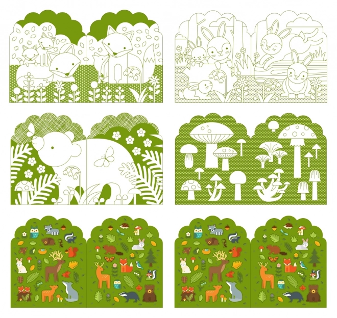 Kleurboek met stickers In het bos van Petit Collage