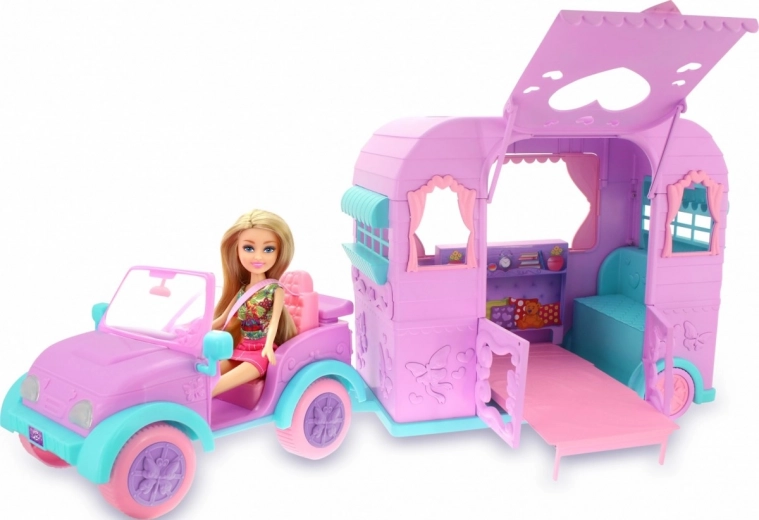Kampeer-aanhangwagen met schattige details