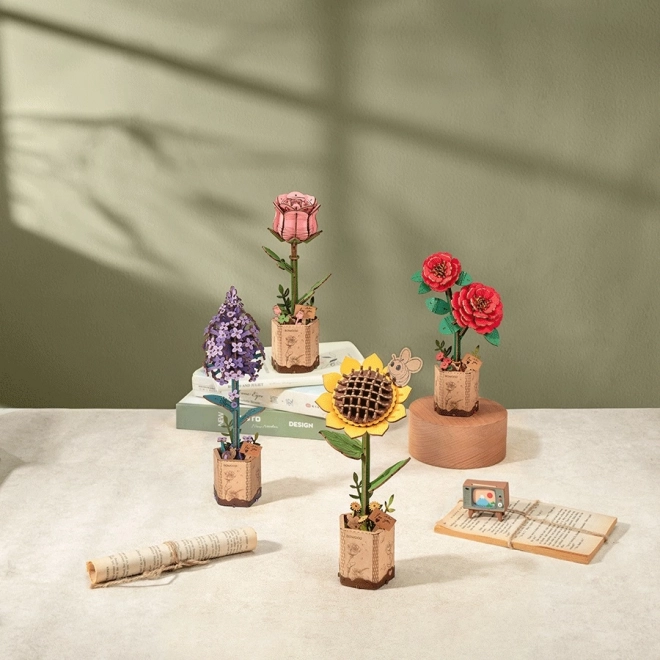 RoboTime Houten 3D-puzzel Zonnebloem