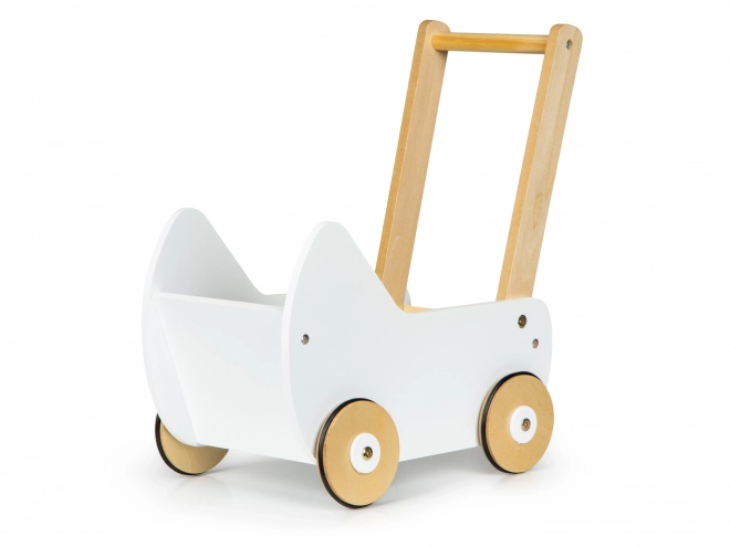 ECOTOYS Houten wagen voor poppen wit