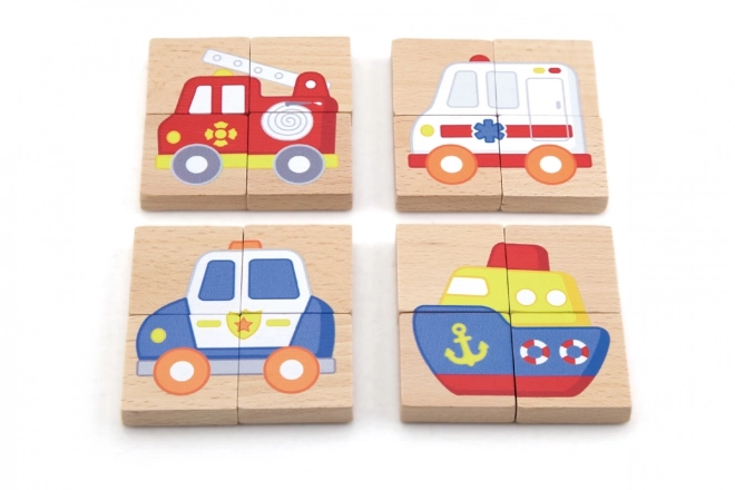 Houten magnetische puzzel - vervoermiddelen