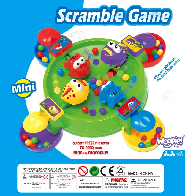 Leuk spel hongerige vrolijke kikkers en krokodillen