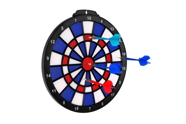 Doel met 4 pijlen plastic diameter 28cm in doos 39x31x3cm