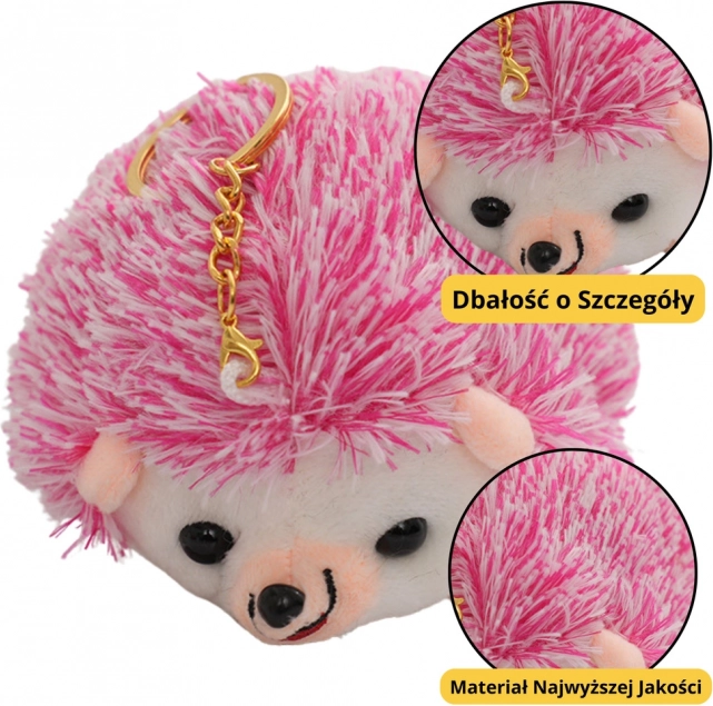 Pluchen egel sleutelhanger roze 9 cm