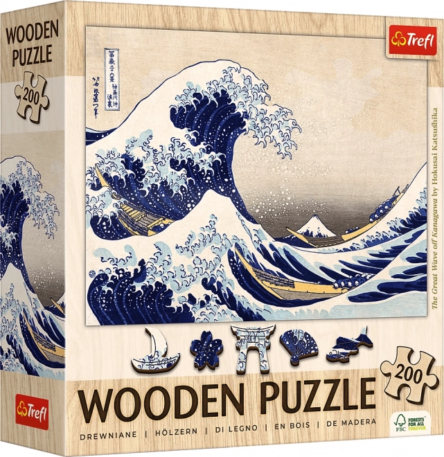 Houten puzzel De Grote Golf bij Kanagawa 200 stukjes