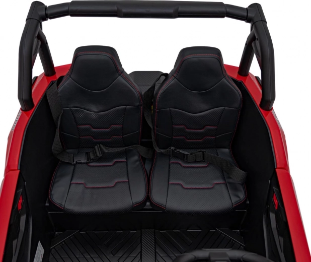 Dubbele eco-leren zetel met veiligheidsgordels