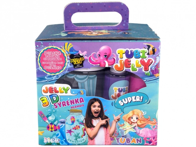 TUBAN TUBI JELLY set van 6 kleuren met klein aquarium – zeemeermin