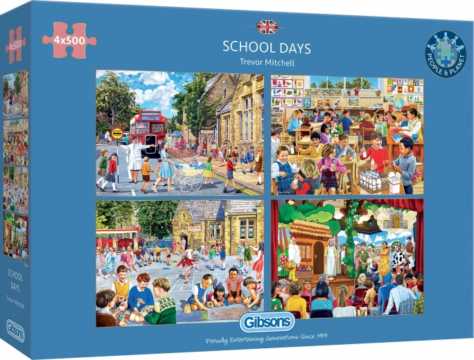GIBSONS Puzzel Schooldag 4x500 stukjes