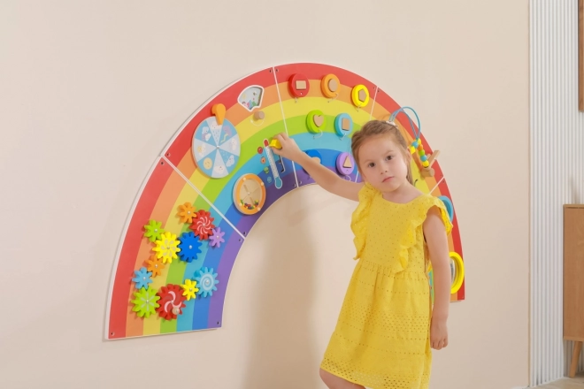 Houten Montessori wandpaneel - regenboog