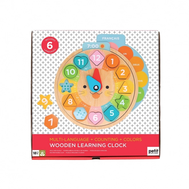 Houten educatieve klok met dieren