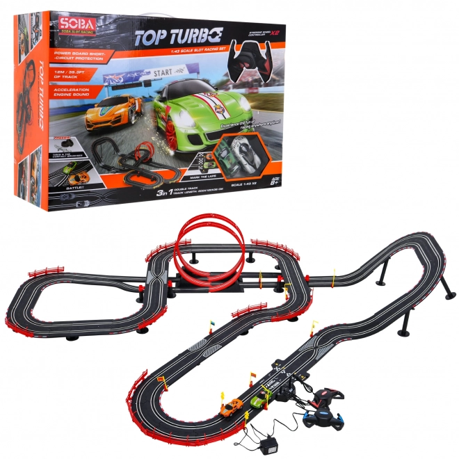 Grote racebaan Top Turbo voor kinderen 8+ met op afstand bestuurbare auto's en interactieve functies