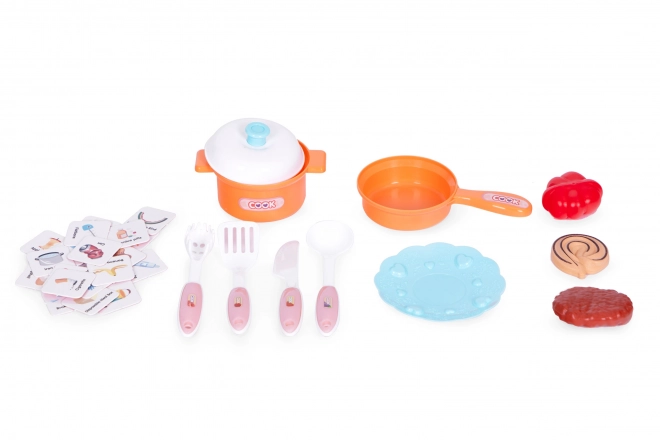 Kinderkeukentje met geluiden, LED-lichten, gootsteen, 10 accessoires, roze