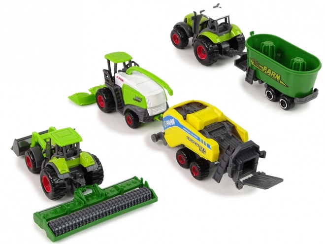 Set van 6 landbouwvoertuigen Tractor Combineer Metaaldelen