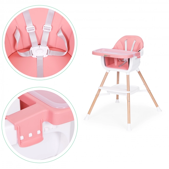 Kinder eetstoel 2in1 roze ECOTOYS