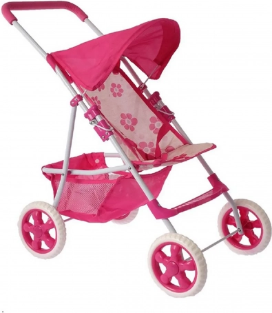 Wandelwagen voor poppen WOOPIE Royal met bloemenpatroon
