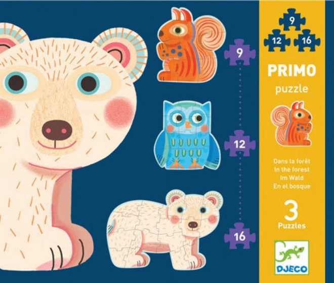 DJECO Puzzel In het bos 3-in-1 (9, 12, 16 stukjes)