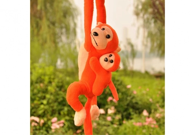 Pluchen aapje met jong 90 cm