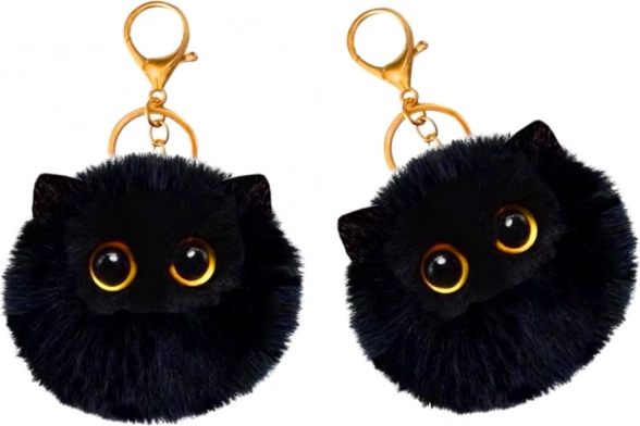 Pluchen sleutelhanger kat zwart