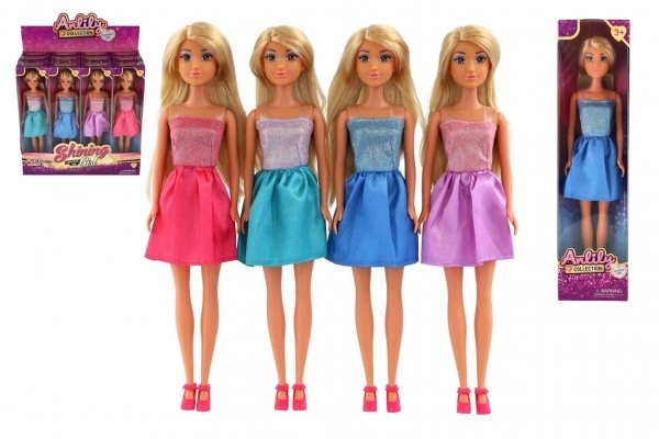 Pop Anlily in glinsterende jurk plastic 30cm 4 kleuren in doosje 8x32x5cm 12st in doos