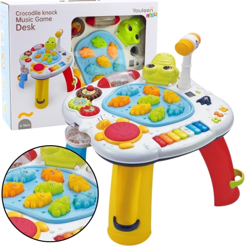 Interactieve educatieve tafel met piano, trommel en krokodil