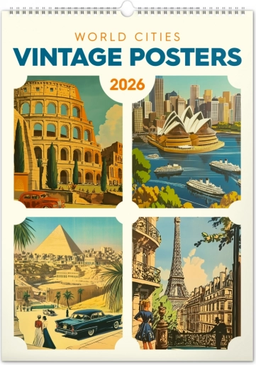 Wandkalender Vintage posters96 wereldsteden 2026