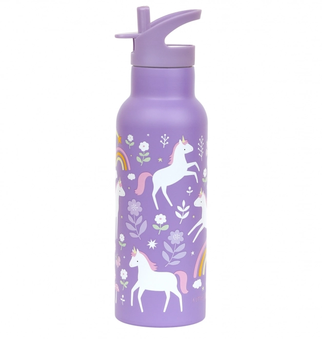 A Little Lovely Company Roestvrijstalen Drinkfles 500 ml – Eenhoorns en regenboog