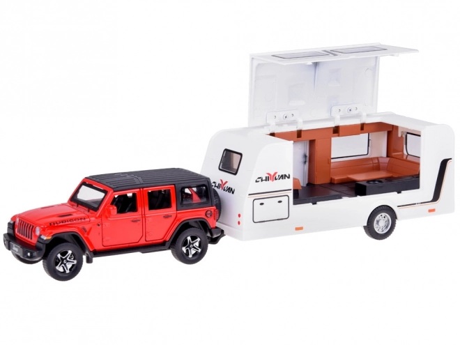 Auto voor vakantieterreinwagen met caravan