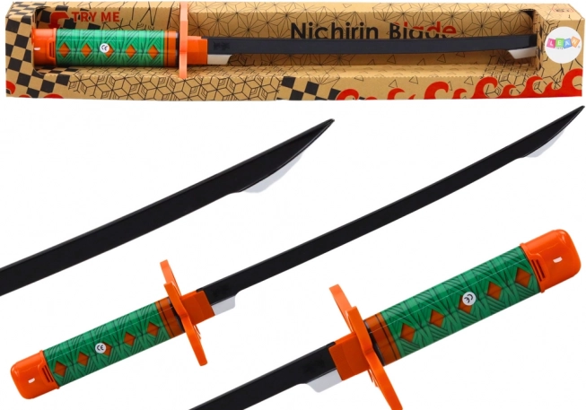Samurai-zwaard nichirin op batterijen met geluid – groene handgreep