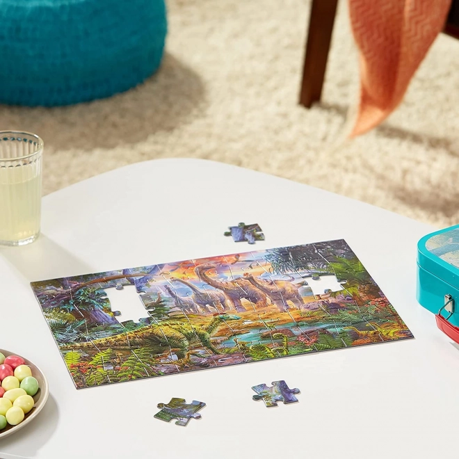 SCHMIDT Puzzel Dinosauriërs 4-in-1 in metalen koffer (60,60,100,100 stukjes)