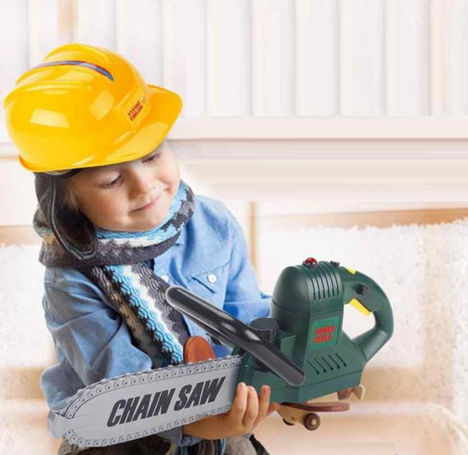 Grote set zaag, helm, bril en handschoenen Woopie