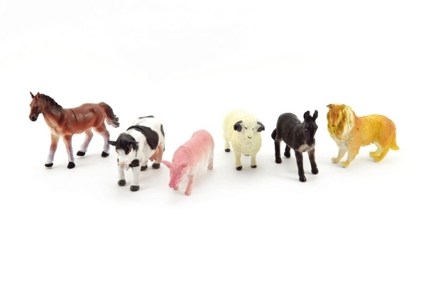 Huisdieren boerderij 6st kunststof 9cm in zakje 16,5x27x5cm
